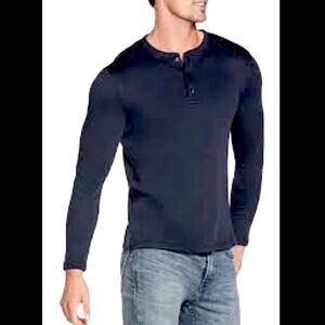 SKECHERS Men’s Black Long Sleeve Henley Button Up Crewneck Shirt Size Large